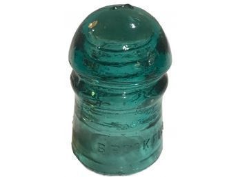 Antique Brookfield New York Aqua Blue Green Glass Insulator