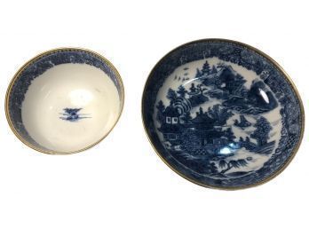 Superb 2pcs 19thC Royal Nanking Chinese Export  Cup And Saucer, Blue With Gold Rim