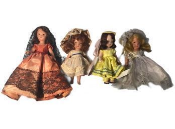 Vintage Lot Of 4, 1930s & 1940s Nancy Ann Bisque Storybook Dolls