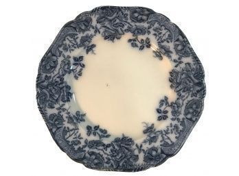 Antique Flow Blue Transfreware Floral Plate By Togo Hollinshead & Kirkham English