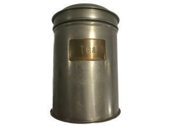 Vintage Tin Hinged-Lid Tea Canister