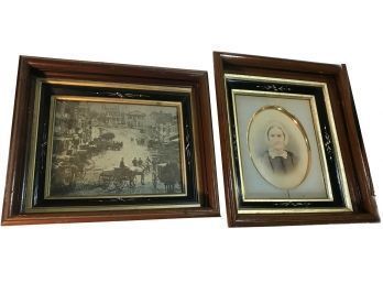 Gorgeous Pair Of Deep Victorian Carved Walnut And Gilded Frames With Pictures