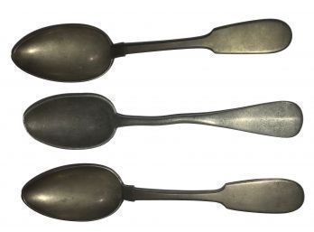 3 PCS 8' Antique Pewter Soup Or Serving Spoons