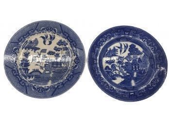 2 Similar Blue Willow Plates