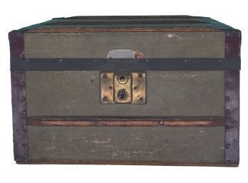 Antique Diminutive Green Doll Trunk