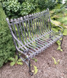 Antique Zinc Coated Bent Steel Garden Bench