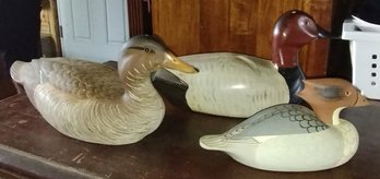 Lot Of 3 Modern Decoy Duck Carvings