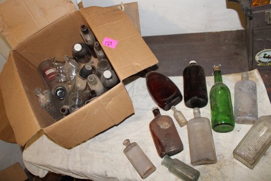 Lot # 127 - Box Of Antique Glass  Bottles - See Pics
