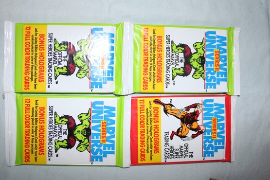 1991 - MARVEL UNIVERSE SERIES II - Super Heroes Full Color Trading Cards,4 Unopened Packs, 12 Cards Each
