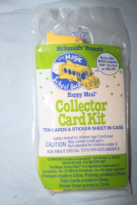 1994- McDonald's - Happy Meal Collector Card Kit, 10 Cards, Sticker In A School Bus Case, 1 Unopened  Pack