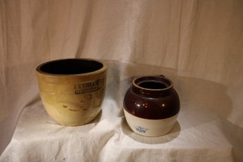 Lot Of 1 Crock Bowl And 1 Bean Pot