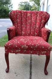 Cloth  Velour Red Wing Back Chair