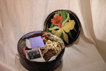 Costume Jewelry In  A Vintage Metal Tin