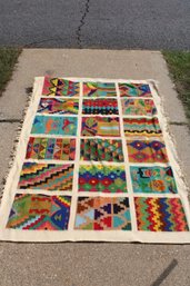 Approx 3'x5' Decorative Brightly Colored Wool Rug