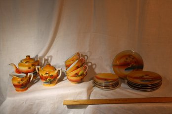 Japanese Porcelain Tea Set - Windmill Theme