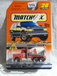 Matchbox 1998 -  Mattel Wheels #26 -Road Work - Cement Truck  In Original Wrapper  Series 6