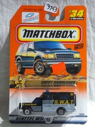 Matchbox 1998 - Mattel Wheels #34 -law & Order -Chevy Ambulance In Original Wrapper  Series 7