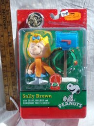 Peanuts Poseables Sally Brown Figure  -Scarf , Mailbox & Christmas Tree Mid Section  & 60th Anniversary Coin