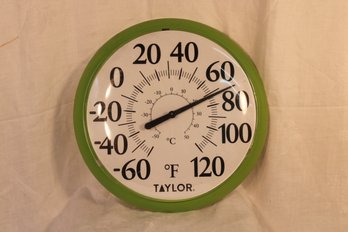 Bright Green Thermometer -plastic And Metal