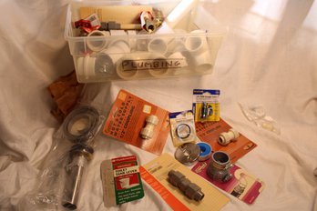 Lot Of Plumbing Parts In A Tote, See Pictures