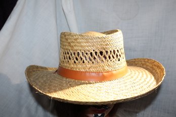 Vintage Hat Australian Style Straw Hat With Band& Kangaroo Pin, Medium, China