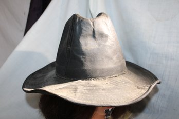 Vintage GA Korean Made Stiff Leather Cowboy  Hat, 6 &3/4 - 6 & 7/8,  Lining Rayon & Cotton