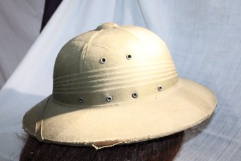 Vintage  1940's United States Navy Hat - Rigid  Khaki Sun Helmet