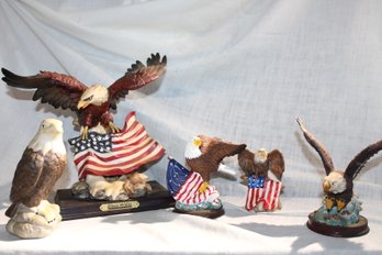 Patriotic Eagle Figuirines (5) Including ''Classic Wildlife  Collection'  Member, Great For Classroom,man Cave