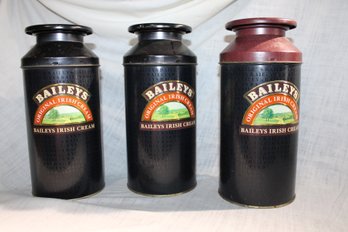 Vintage Bailey's Original Irish Cream Cannisters,1 Red & 2 Black Topped, Churn Made InEngland, Snack Holders!