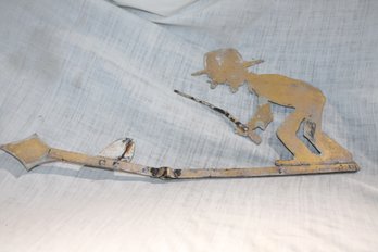 Handcrafted Wind Vane Older Man Fishing -caught A Fish ! Needs Fishing Line From Pole To Fish & Stand So Cool!