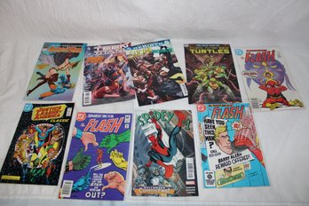 Comics -  Lot Of 9  Miscellaneous  Brand Name Comics, JLA, Flash, TMNT, & Suicide Squad