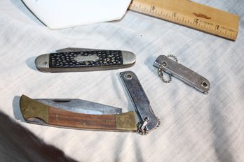 Vtg -4 Pocket Knives Scout Knife By Fairmont Cutlery, Advertising Folding, General Electric & Oxford Chemicals