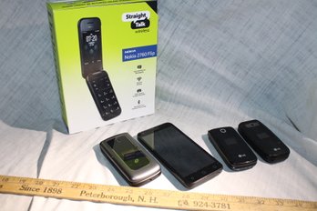 Cell Phones, 2 -LG Flip Phones, 1 Alcotel  & Straight Talk Wirelss Nokia 2760 Flip