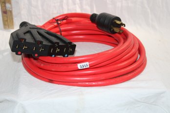 Conntek  25ft  220v-110v Generator Locking Extension Cord, Breakout Cable 4 Outlets NEW!
