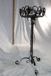 Plant Stand - Indoor/ Outdoor, Wrought Iron, 15' Tripod Base, 30' Tall, 10' Pot Capacity -needs Repainting