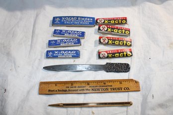 Lot - Exacto Knive Blades - Vintage -  NOS - Various Sizes - 6 Inch Ruler, Sharp Letter Opener, Mech Pencil