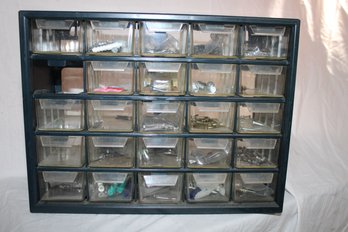 Storage Cabinet  25 Drawers (1 Missing) , 12 X 5 X 9, Many Uses  , Craft, Sewing, Tools, Jewelry