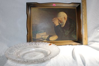 Vintage Art-Dicksons Pictures Of Distinction, No. 126E 'GRACE' & 'give Us This Day Our Daily Bread' Platter