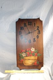 Folk Art Hand Painted Wooden Clock, 20 X11, Bright Summer Colors