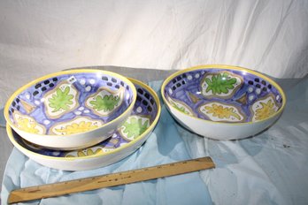 Italian Made, 3 Large Bowls By Susan Sargent - Great Colors And Size For Family Get Togethers