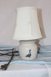 Small Table Or Bedside Lamp, Bow-tied Goose !  Shade Needs To Be Cleaned