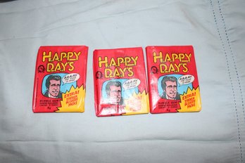 1976- Happy Days Tv Show -3 Unopened Topps Wax Packs Of Trading Cards With Sticker (1))