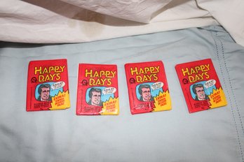 1976- Happy Days Tv Show -4 Unopened Topps Wax Packs Of Trading Cards With Sticker (5)))