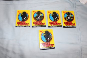 Dick Tracy Movie -5 Unopened Topps Wax Packs Of Trading 8 Cards With Sticker (2) By Walt Disney Co.