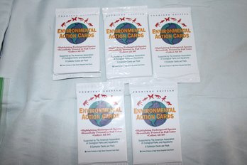 1992  5 -Unopened Packs Of 9 * Environmental Action Cards *  Endangered Species Printed On High Gloss Recycled