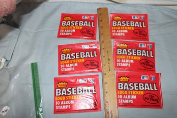 6 -Unopened Fleer  Baseball LOGO STICKER - 1 Sticker And 10 Album Stamps -  Major League Baseball