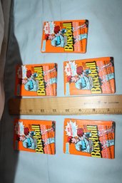 1990- 5 DonRuss Unopened Wax Packs Of 16  Baseball Cards & 3 Yastrzemski Puzzle Pieces,