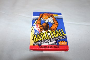 1989  Fleer NBA Basketball Trading Cards/ Stickers   1 Unopened Wax Pack, 15 Cards 1 Stickers
