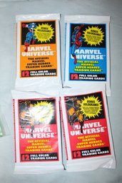 1990 - MARVEL UNIVERSE -Super Heroes Trading Cards, 4 Unopened Pack, 12 Cards Each, Random Hologram