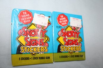 1986- Topps -  Snotty Signs Stickers , 5 Stickers & 15 Signs In Each Pack , Unopened Packs